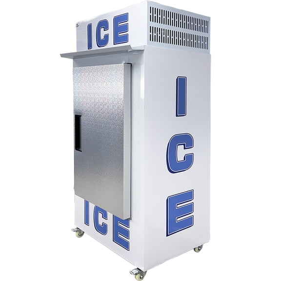 1430lb Commercial Ice Merchandiser Freezer, –32°F Ultra-Low Temp Outdoor Ice Storage, 1-Door Ice Display Freezer, R290 Refrigerant, LED Light, 650L, 110V Ice Storage Cabinet on Wheels