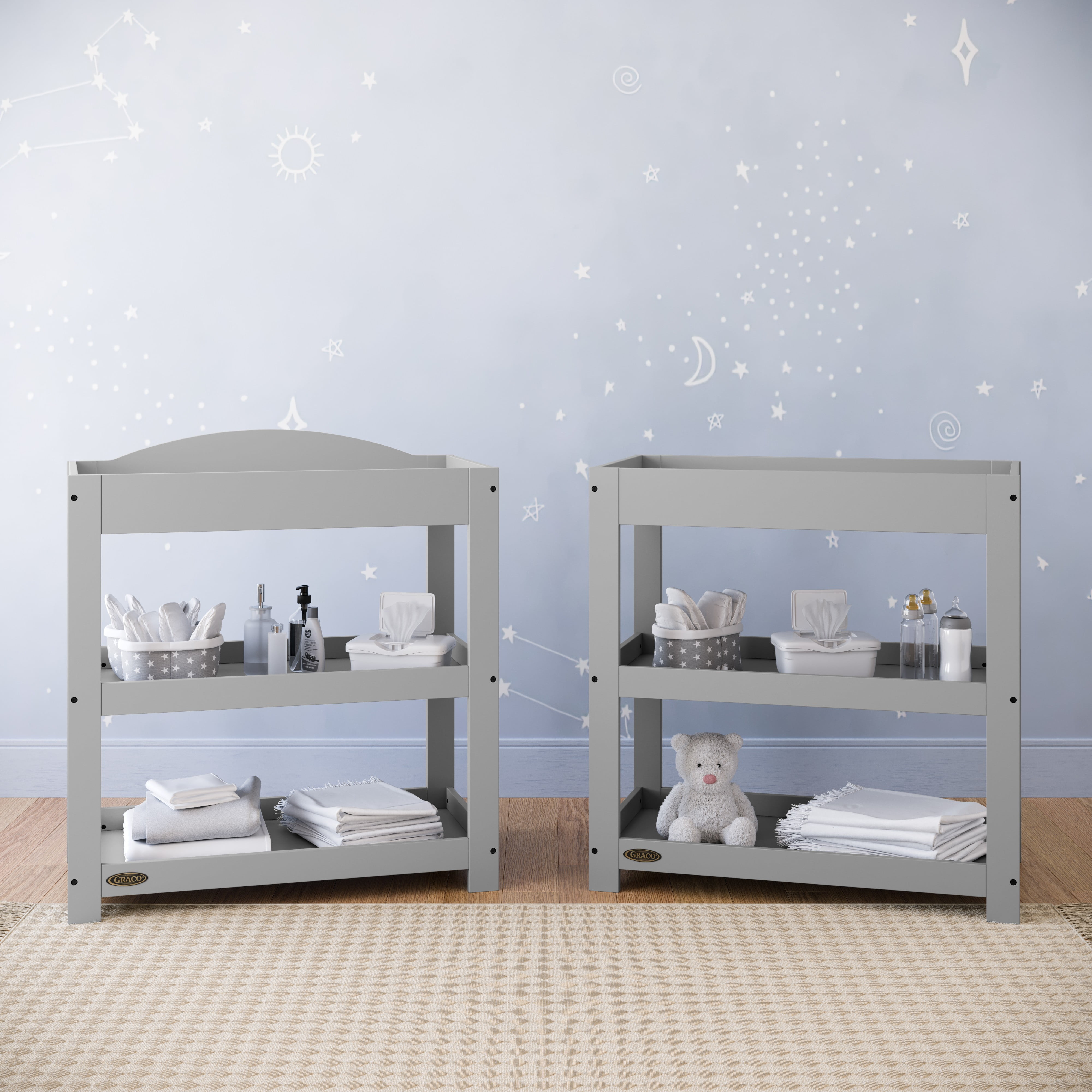 Graco Customizable Infant Changing Table with Changing Pad, Pebble Gray