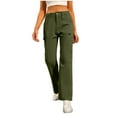 thumbnail image 7 of Kmdttou Cargo Plus Size Pants Women Baggy wide leg Fashionable Solid Color Casual Pocket Straight Leg High Waisted Work Pants, 7 of 7