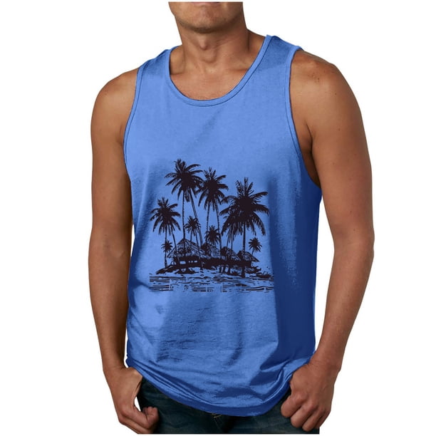 Camisetas de Tanque de los Hombres Tanque de los Hombres Incolor Gradiente de Impresión Cuello Redondo Correa Delgada Fuga Atrás Regular Casual Deportes Blusas de Tanque