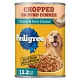 thumbnail image 2 of (12 pack) Pedigree Chopped Ground Dinner Chicken & Rice Dinner Adult Soft Wet Dog Food, (12) 13.2 oz Cans, 2 of 13