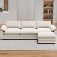 thumbnail image 3 of MUZZ Sectional Sofa with Ottoman, Small L Shaped Free Combination Velvet Couch Furniture for Living Room,Beige, 3 of 8