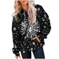 thumbnail image 2 of Uootdi Christmas Hoodies for Women Gift Fleece Christmas Classic Print Long Sleeve Sweatshirt Baggy Drawstring Pullover Winte r Warm Sweaters with Pocket, 2 of 7