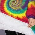 thumbnail image 3 of Oversized Wearable Blanket Hoodie,Colorful Rainbow Tie Dye Spiral Pattern Sherpa Blanket Hoodie with Super Pockets,Super Warm Fuzzy Pullover for Women & Men, 3 of 6