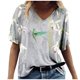 thumbnail image 1 of Mujeres moda verano Sexy pliegue impreso regular mujeres manga corta cuello en V botón Top OAVQHLG3B Store lin121212, 1 of 3