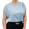 thumbnail image 2 of Plus-Size Women's Summer Dressy Casual Short Sleeve Shirts Crewneck Business Office Work Blouse Tops, 2 of 6