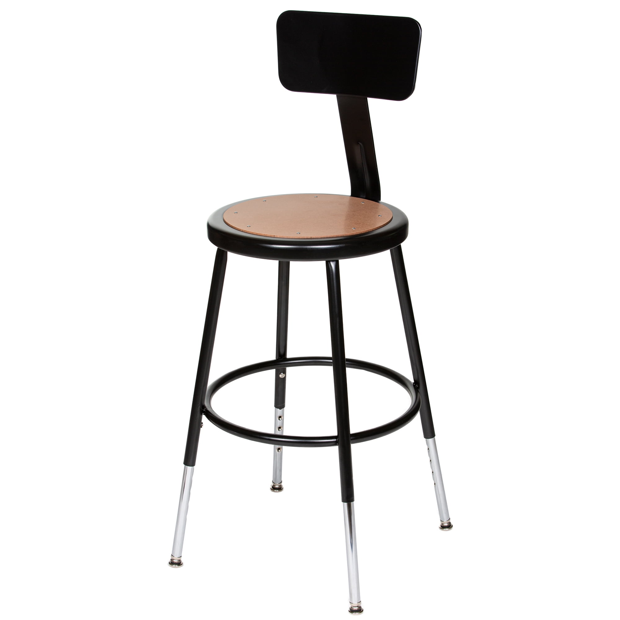 Hampden Furnishings Flynn 19-27" Adjustable Steel Science Stool with Backrest, Black, 2 Pk