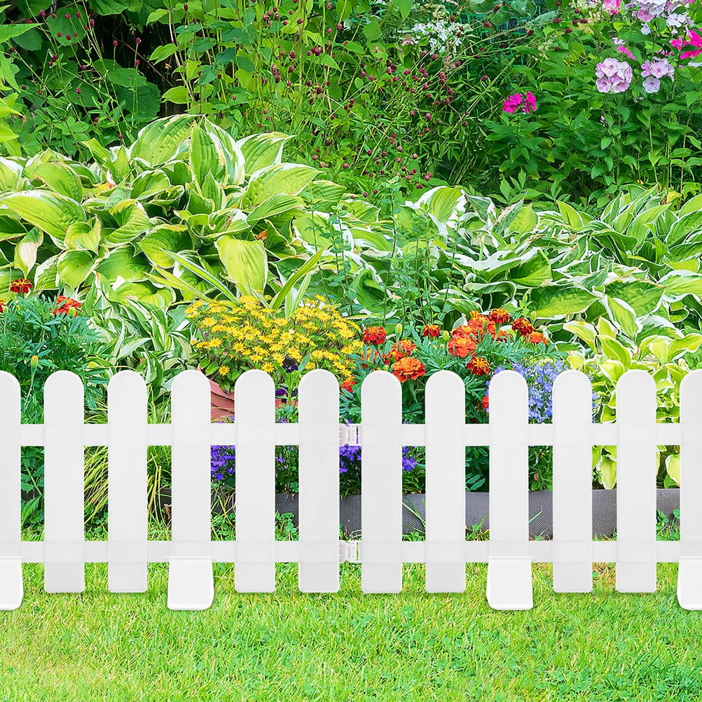 WORGEOUS  4 Pcs Garden Fence White Picket Decorative Panel Landscape Edging