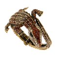 thumbnail image 4 of Pulsera de piel de cocodrilo, pulsera envolvente, accesorios para atuendos, pulsera de puño abierto Café, 4 of 9