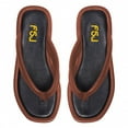 thumbnail image 4 of FSJ Women Split Square Toe Flip Flops Soft Insole Flats Slip on Slippers Summer Beach Indoor Flatform Sandals Size 15 Brown, 4 of 5