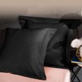 thumbnail image 1 of FLXXIE 2 Pack Satin Euro Shams, Super Soft and Cozy Square Pillow Case Cover, 26" x 26", Black, 1 of 5