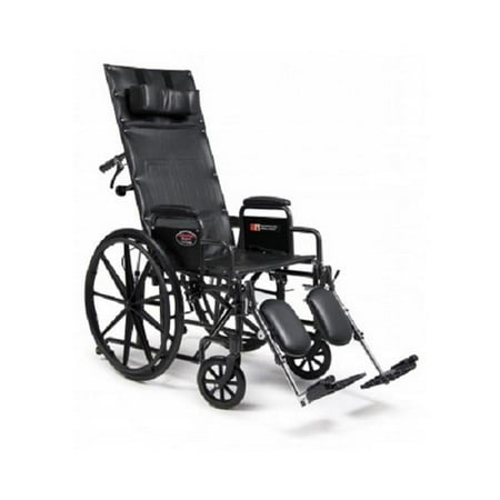 GF Health Products 3K010230 16 x 17 in. Advantage Recliner Desk Arm Wheelchair with Elevating Legrest, Black