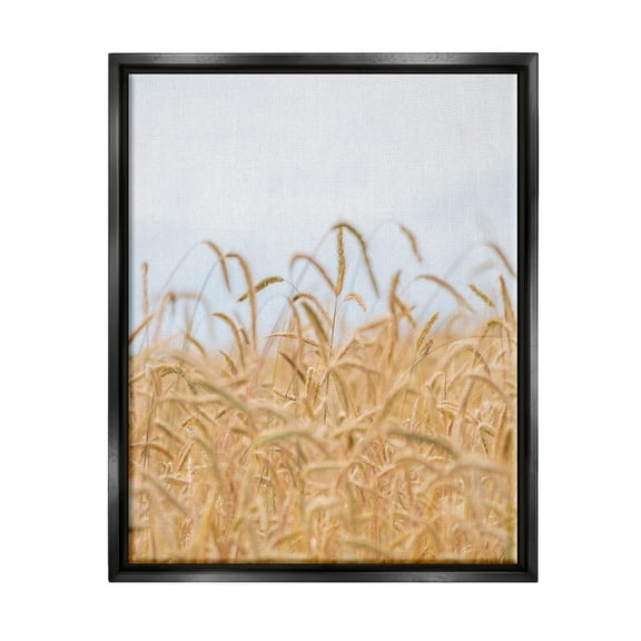 Rural Wheat Field Crops Landscape Photograph Jet Black Framed Art Print Wall Art