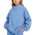 thumbnail image 2 of LUGOGNE Boys Girls Sweatshirt Mock Neck Pullover Sweatshirt Soft Fall Winter Casual Drop Shoulder Tops Kids Back to School Basic Outfits, 2 of 9