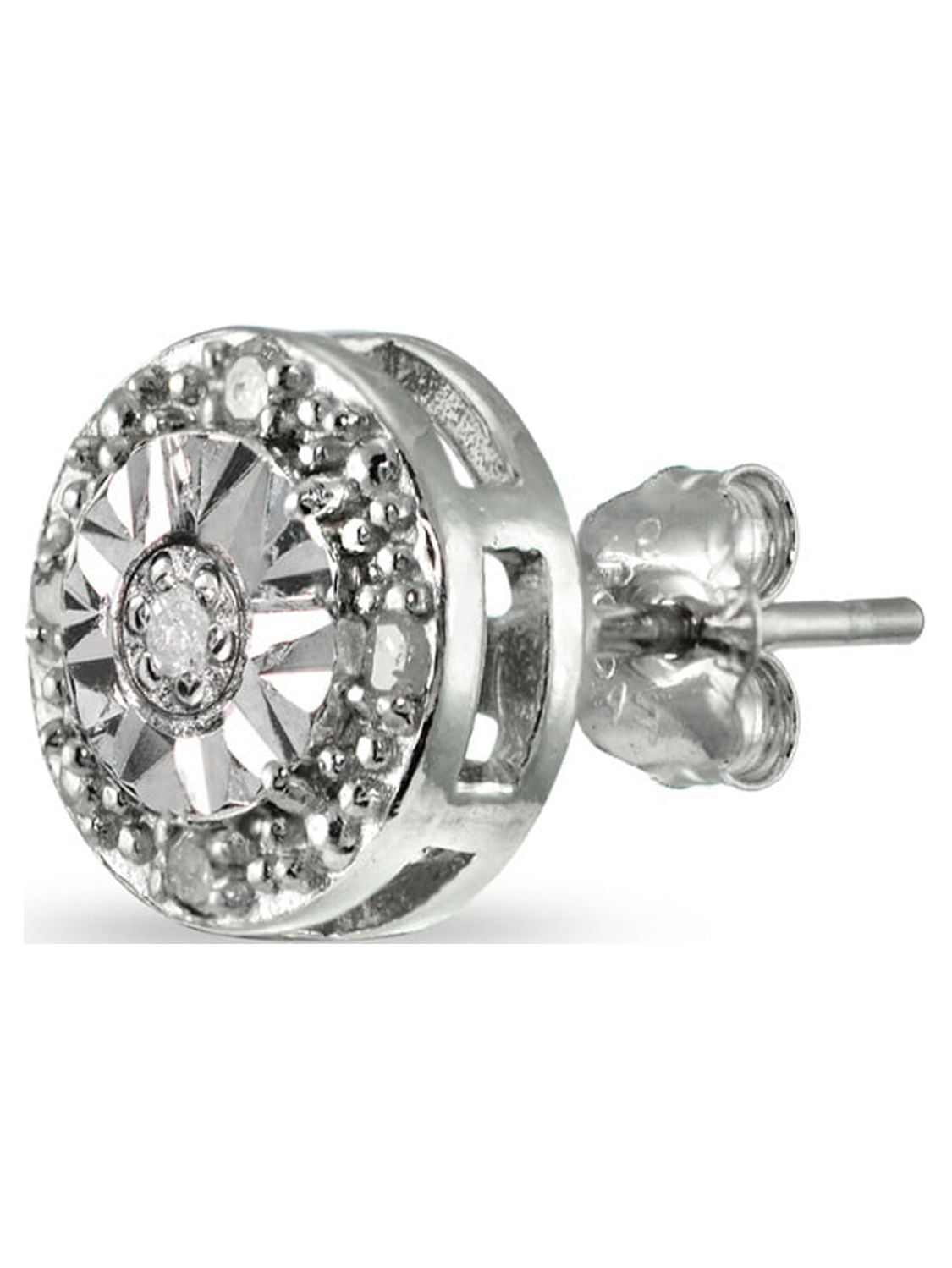 Sterling Silver .10ct Diamond Miracle-Set Round Stud Earrings