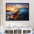 thumbnail image 2 of Designart "Sunrise Hues Blue and Orange Waves I" Extra Large Coastal Framed Wall Art - Coastal Blue Coastal Waves Living Room Framed Canvas Art, 2 of 7