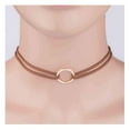 thumbnail image 1 of Gargantilla Collar de círculo dorado Joyería para mujeres y niñas Collar de cuero con dije, 1 of 5