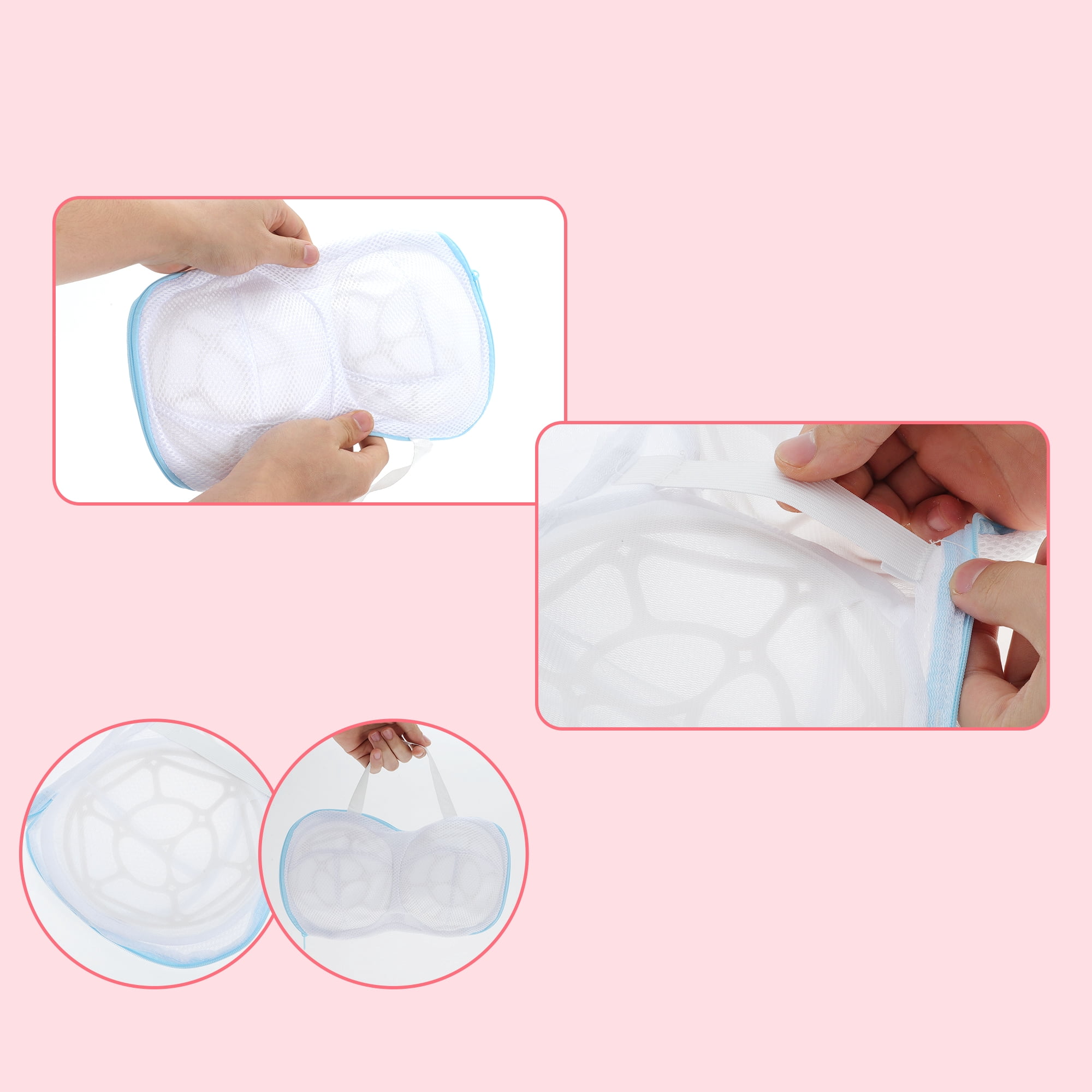 Unique Bargains Mesh Laundry Bags for Delicates with Zipper Closure Blue
