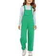 thumbnail image 2 of CPNG Girls Overalls Kids Casual Sleeveless Wide Leg Jumpsuit Pure Cotton Solid Color Loose Rompers(Green,18-24 Months), 2 of 7