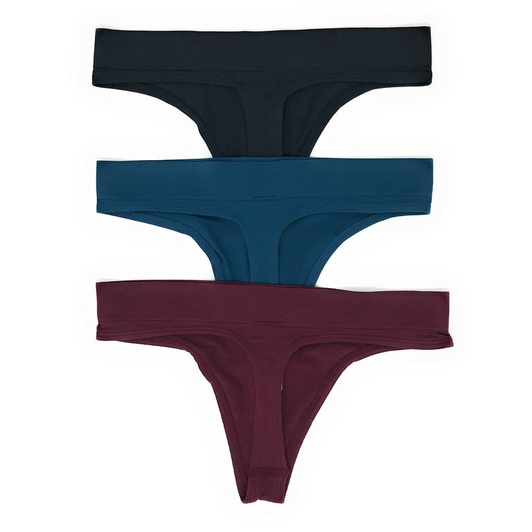 Victoria's Secret Seamless Thong Panty Set of 3 Small Navy