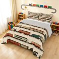 thumbnail image 2 of Erosebridal Train Queen Comforter Set, Steam Engine Comforter Sets Queen, White Pattern, Gray Reversible 3 Pieces 1 Comforter and 2 Pillowcases, 2 of 6