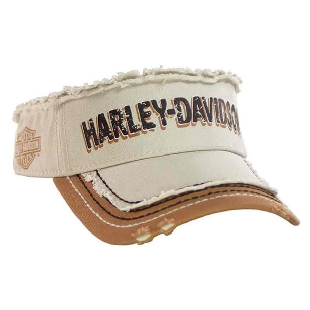 HarleyDavidson Men's Visor, Distressed Rugged HD Script, Khaki