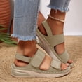 thumbnail image 3 of Rokment Womens Sparkly Rhinestones Ortho Walking Sandals with Arch Support Comfortable Fashion Casual Leather Memory Foam Platform Wedge Slingback Dressy Non Slip Work Summer Shoes Khaki Size 8, 3 of 7