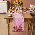 thumbnail image 2 of Red Gnomes Table Runner - 48 Inch Long Valentine's Day Love Roses Leaves Ombre Pink Cotton and Linen Blended Dress Scarves Farmhouse Table Runner for Kitchen Dining, Coffee Table, 13" x 48", 2 of 8