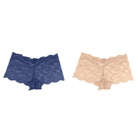(2-Pack) Kcodviy Women s Underwear Womens Panties Bikini Cotton Pack Lace Open Panties Color Sweat Pads for Women Underwear Plus Size Underwear