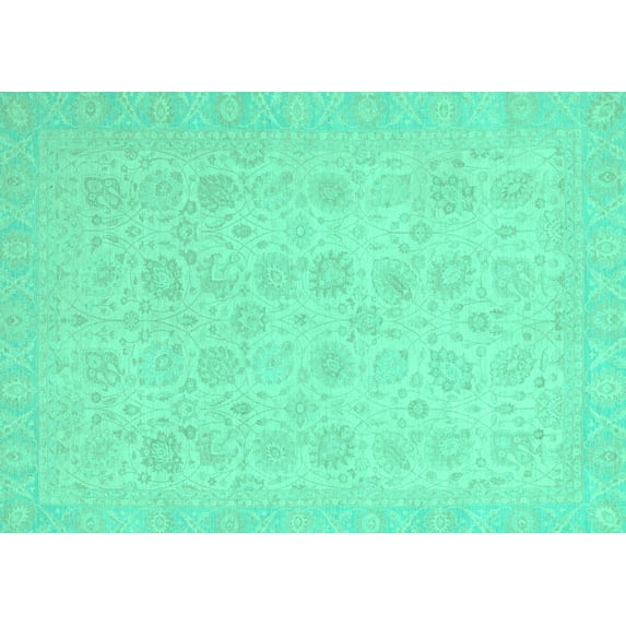 Ahgly Company Indoor Rectangle Abstract Turquoise Blue Modern Area Rugs, 2' x 3'