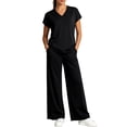 thumbnail image 2 of Cadmus 2-Piece Sets for Women Short Sleeve Tops Wide Leg Pants with Pockets, Black, L, 2 of 9