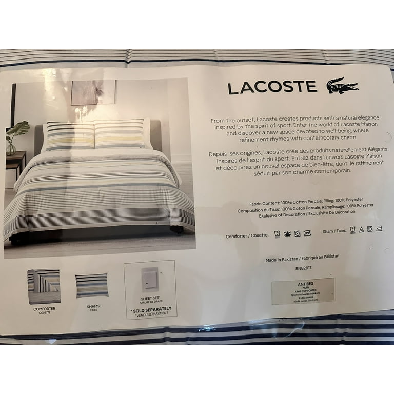 Lacoste 3-Piece King Comforter Set 100% Cotton Percale Bedding