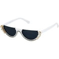 thumbnail image 5 of Flat Top Bling Sunglasses Crystal Rhinestone Shades Retro Half Rim Women Eyewear, 5 of 15