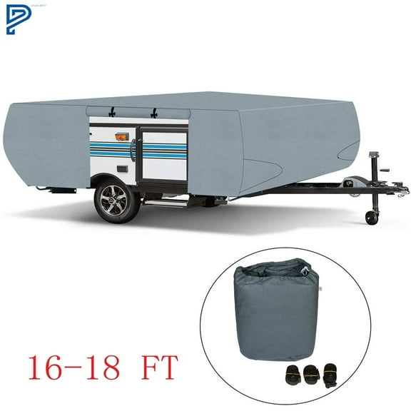 Waterproof And Breathable For Folding Pop UP Trailer RV Cover Fits 16 To18 FT Grey 16" 17" 18" Anti-freeze