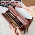 thumbnail image 3 of TAZAG Women's Long Wallet Double Zipper Phone Clutch RFID Blocking Plain Leather Wristlet Wallet Large Capacity Multi-Card Slot Credit Card Holder, 3 of 5