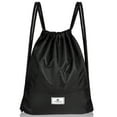 thumbnail image 1 of Costway Drawstring Backpack String Bag Folding Sports Sack w/Zipper Pocket Black, 1 of 10