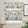 thumbnail image 2 of Farmhouse Bee Daisy Kitchen Curtains and Valances Set, Rod Pocket Curtains Tier Farmhouse Window Curtains 36 Inch Length, Summer Floral Rustic Blue Wooden 3 Piece Kitchen Curtains Set, 2 of 6