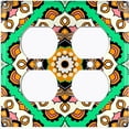 thumbnail image 3 of Metal Light Switch Plate Cover Orange Green Mandala Flower Tile Pattern MDL119, 3 of 13