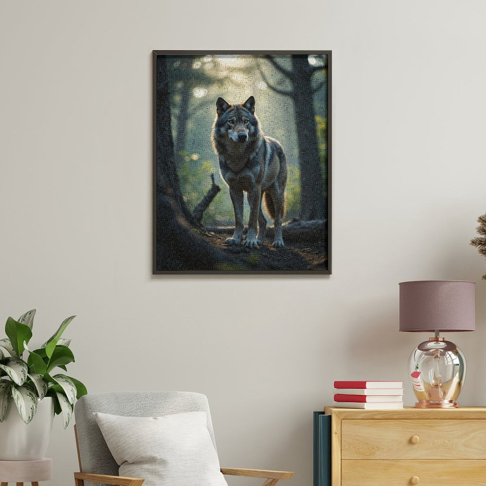 Paint By Numbers Kit for Adults Beginner - DIY Forest Wolf In Sunlight Canvas Painting Kits for Adults, Frameless Paint By Number for Adults for Home Wall Decor 16x20 Inch