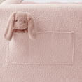 thumbnail image 6 of Twin Size Girl Bed with Rabbit Shaped Headboard, Upholstered Platform Bed with Safety Rail and Storage Pocket, No Box Spring Needed, Pink, 6 of 7