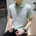 thumbnail image 5 of Camisa y blusa para hombre con bolsillo, manga corta, cuello alto, elegante, estética, estilo coreano, ropa informal asiática de alta calidad, 5 of 5