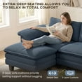 thumbnail image 4 of HOMCOM Sectional Sofa, L Shaped Couch with Deep Seat, Ottoman, Blue, 4 of 10