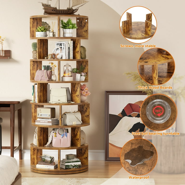 Homieasy 7-Tier Spinning Shoe Rack Tower, 360 Revolving wooden