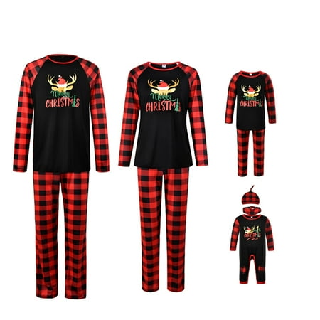 

Carolilly Family Christmas Pjs Matching Sets Red Plaid Reindeer PJS Pajamas Set Sleepwear Loungewear