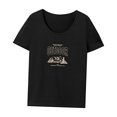thumbnail image 3 of Camiseta Para Mujer Verano Moda Verano Tops Para Uso Diario Viajes En La Calle M Negro, 3 of 7