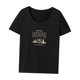 thumbnail image 3 of Camiseta de verano con cuello redondo para mujer, para acampar, vacaciones, viajes, caminar, trabajo Negro, 3 of 7