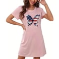 thumbnail image 4 of Hrsba Night Dress for Women,Plus Size Short Length Independence Day Print Crew Neck Short Sleeve Casual Sleep Gown, 4 of 5