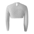 thumbnail image 6 of Crop Tops for Women Mesh Sheer Long Sleeve Crew Neck Top Breathable Going Out Party Layering White 2XL, 6 of 6