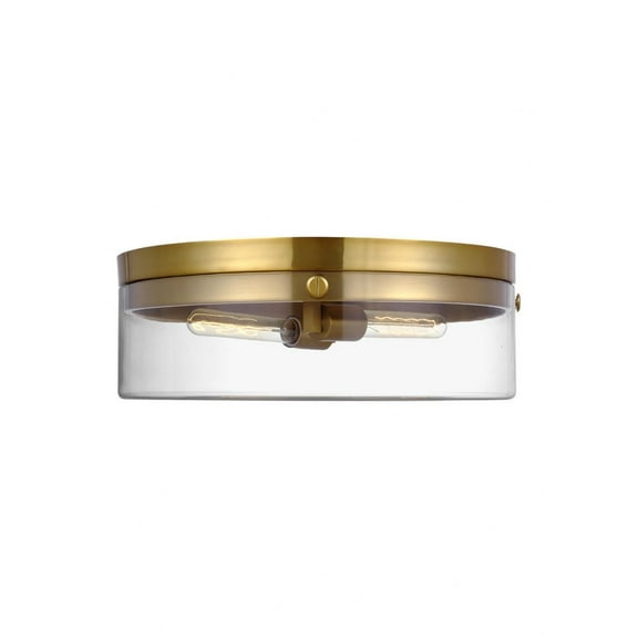 Generation Lighting CF1032BBS Garrett from Chapman & Myers-2 Light Large Flush Mount in Modern Style-18.38 Inches Wide by 6.5 Inches Tall Burnished Brass Finish with Clear Glass