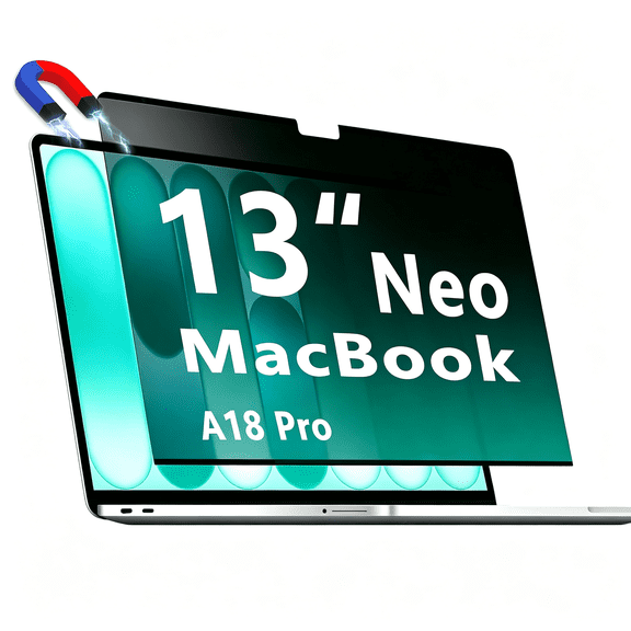 GJX Magnetic Privacy Screen Protector for Macbook 13",Removable Laptop Privacy Filter Anti Spy,Anti Glare Matte Blue Light Blocking,Easy Install Reusable for Mac Neo 13" with A18 Pro Chip